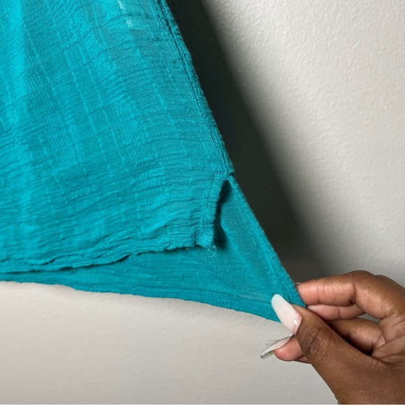 Pilcro Anthropologie Women Top Small Teal Blue Peasant Boho Mila Draped - Picture 8 of 10